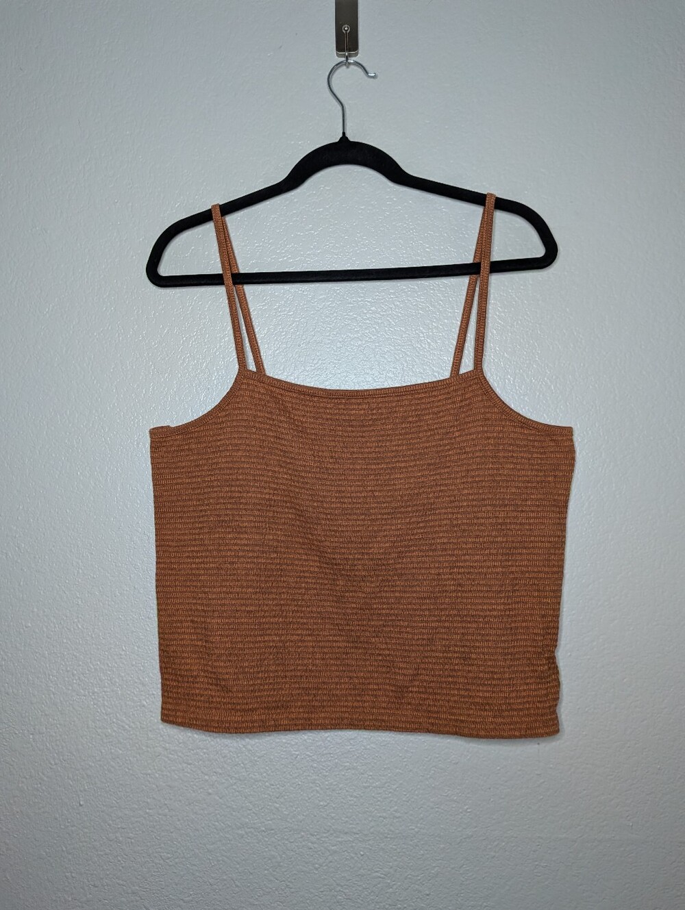 Madewell Brown Casual Basic Stretchy Ribbed Spaghetti Strap Cami Tank L